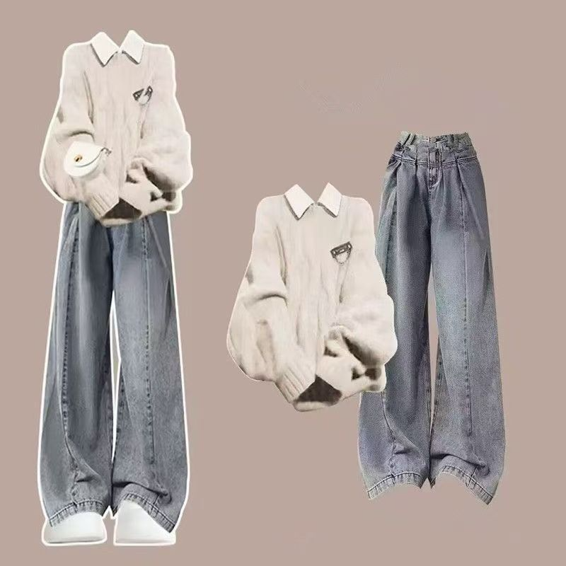 秋季少女15高初中学生16毛衣学院风衬衫套装17女孩18岁大童三件套