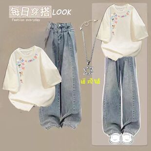 初中生运动少女套装夏季中学生衣服大童学院风宽松短袖穿搭一整套