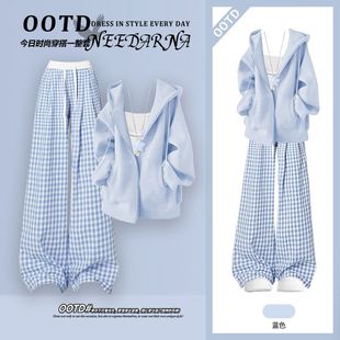 少女套装12-18岁初中学生13春秋韩版甜酷慵懒风外套工装裤两件套1