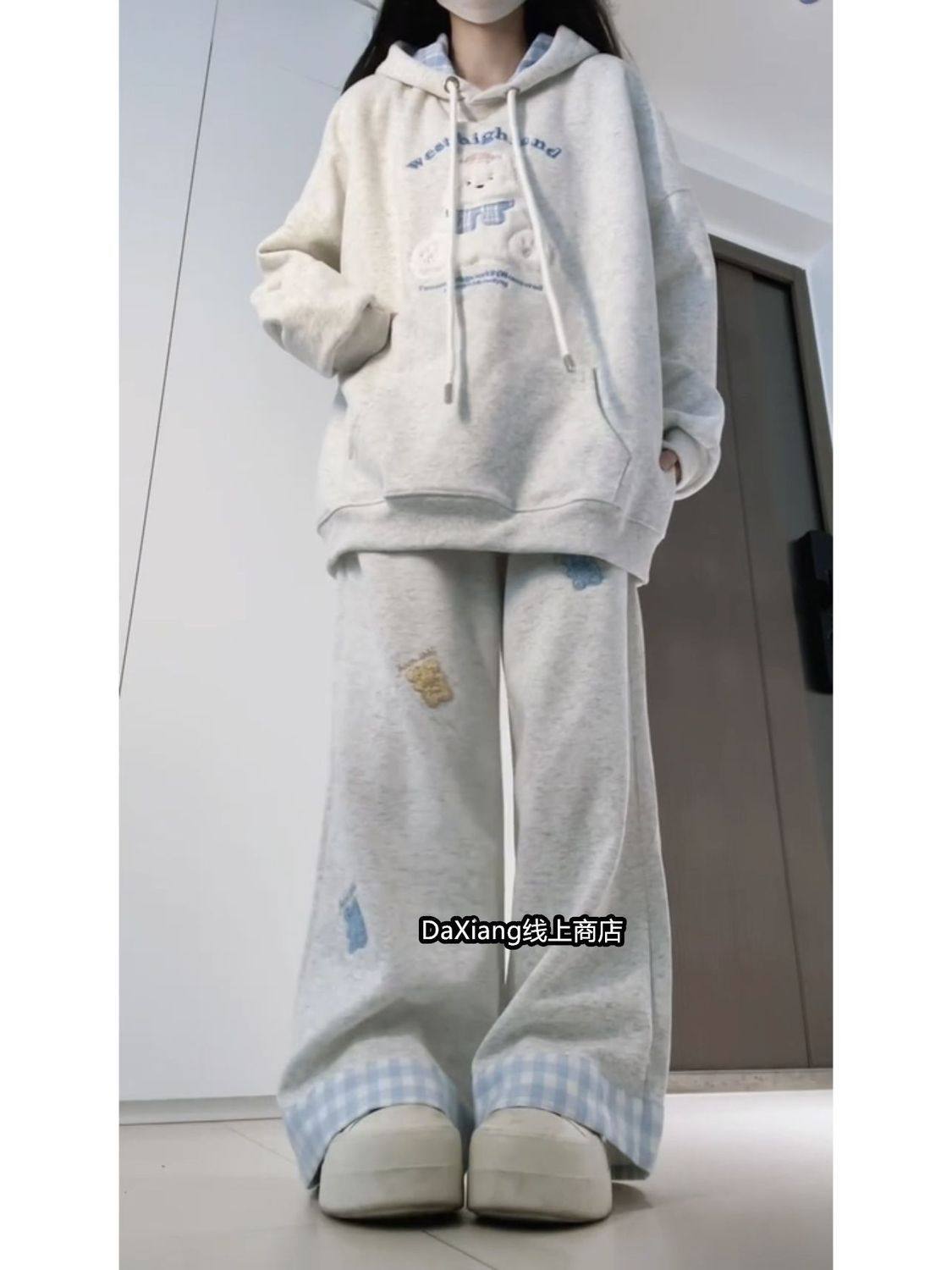 2025新款少女孩学院风套装秋冬季洋初中生大童卫衣运动裤两件套装