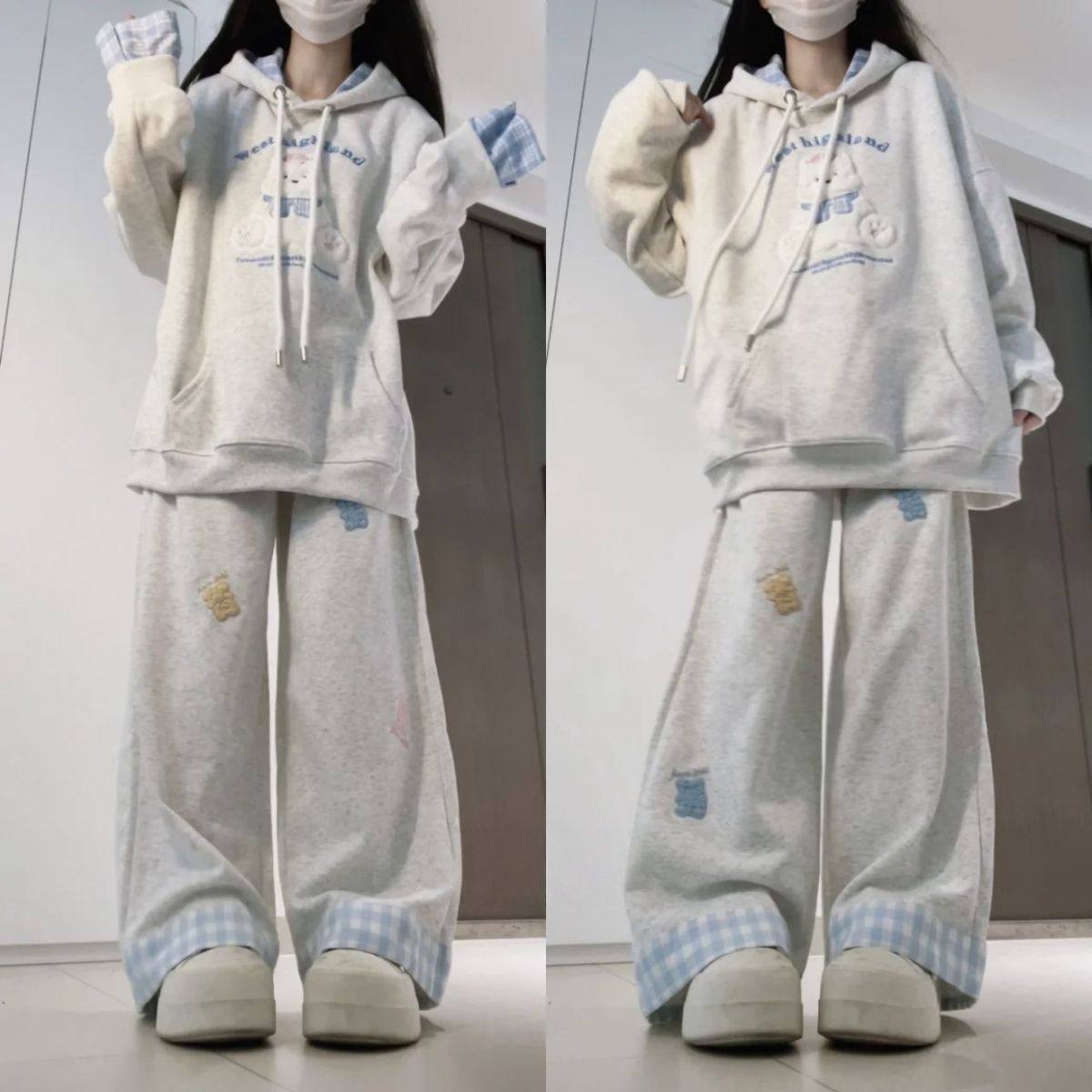 2025新款少女孩学院风套装秋冬季洋初中生大童卫衣运动裤两件套装