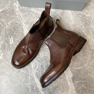 水洗复古切尔西靴j麂皮反绒英伦休闲男士皮靴高帮男靴牛皮短靴