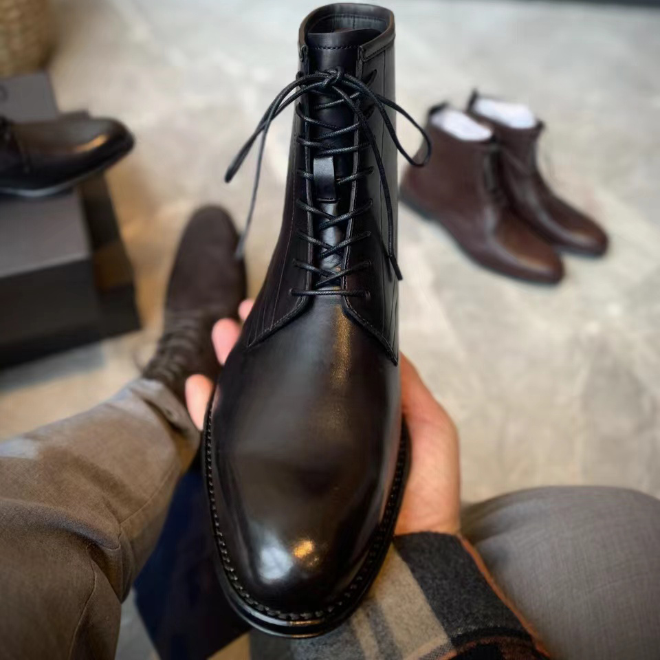 英式德比手工麂皮正装商务马丁靴