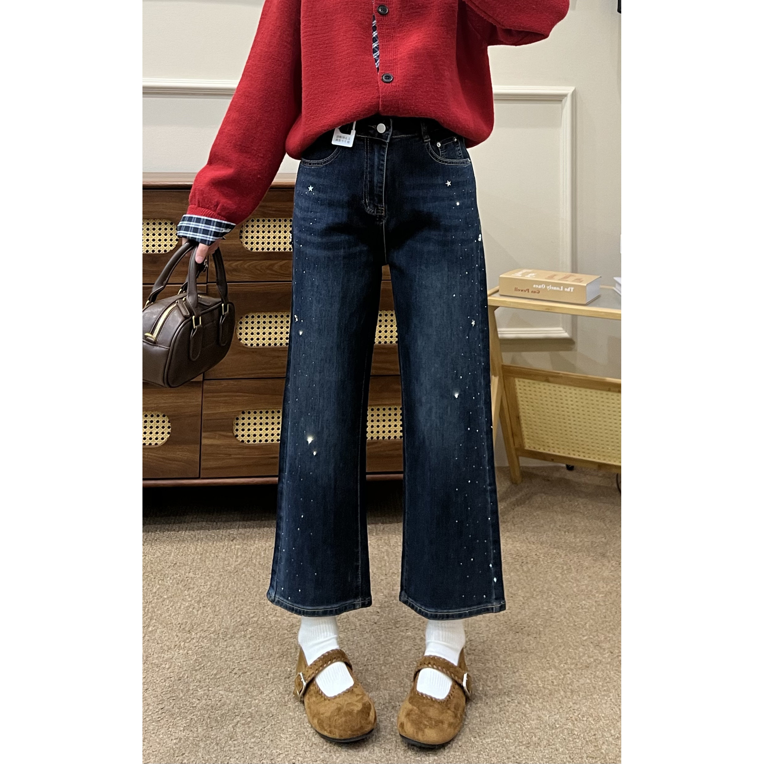 加绒保暖直筒裤~冬季美拉德咖色弹力梨型身材小个子显瘦牛仔裤,女装/女士精品,大码裤装,淘宝优惠券,粉丝福利购,淘宝优惠卷