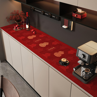 餐边柜高级红色免洗桌面保护垫餐桌布防水防油茶几桌垫喜庆餐桌垫