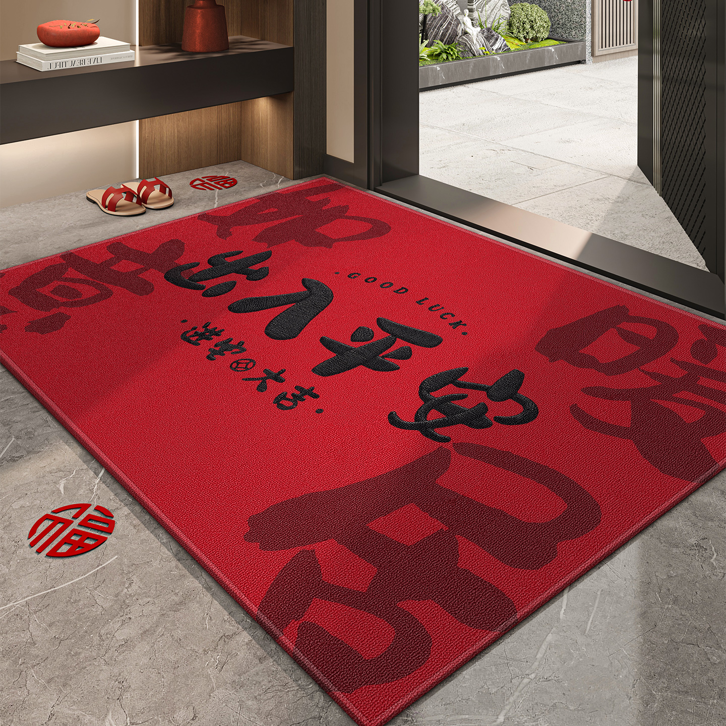 红色地垫入户门地毯2025新款乔迁高级门口专用脚垫家用防滑进门垫