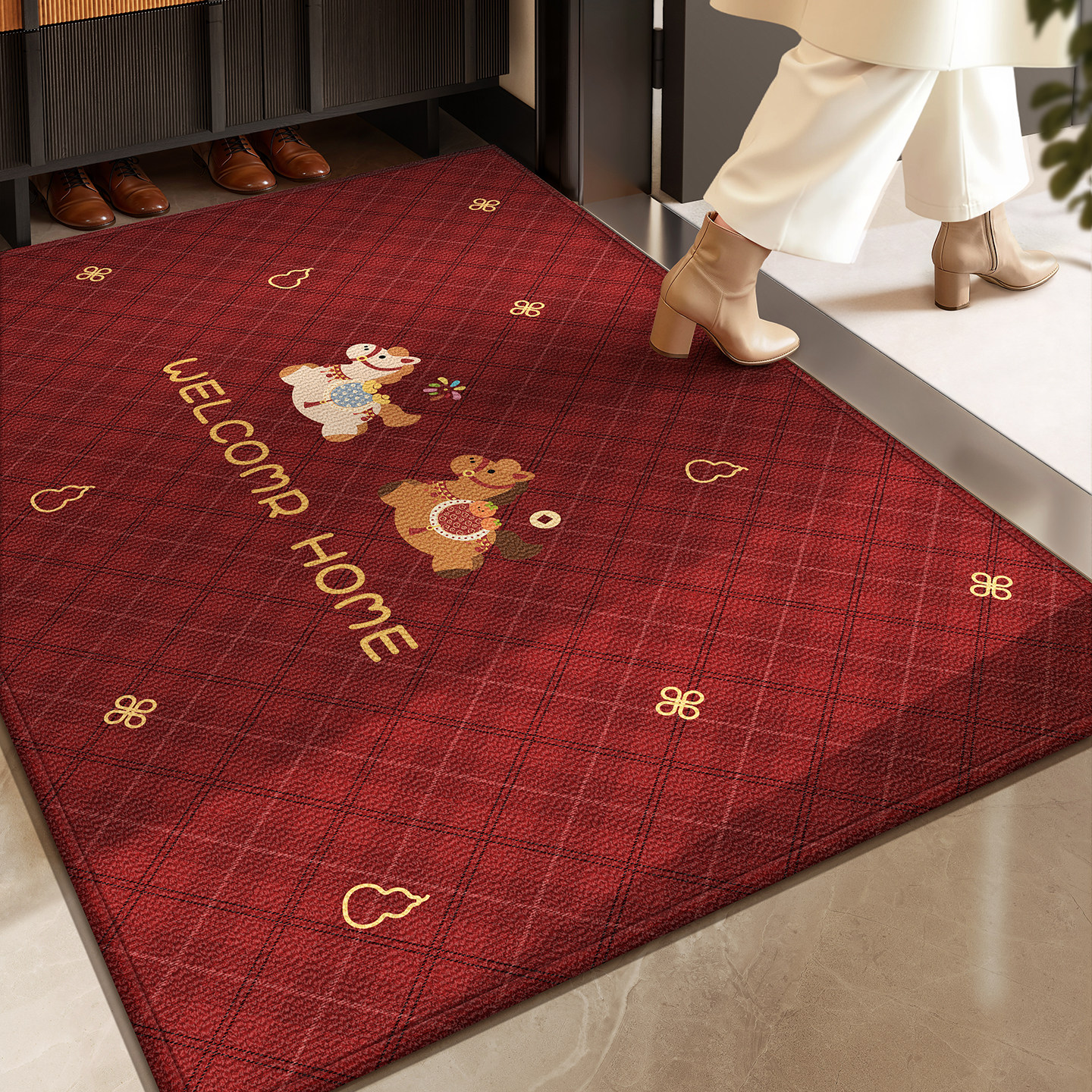 马年红色入户门地垫室内2026新款高级防滑脚垫玄关大门口进门地毯,居家布艺,入户地垫,淘宝优惠券,粉丝福利购,淘宝优惠卷