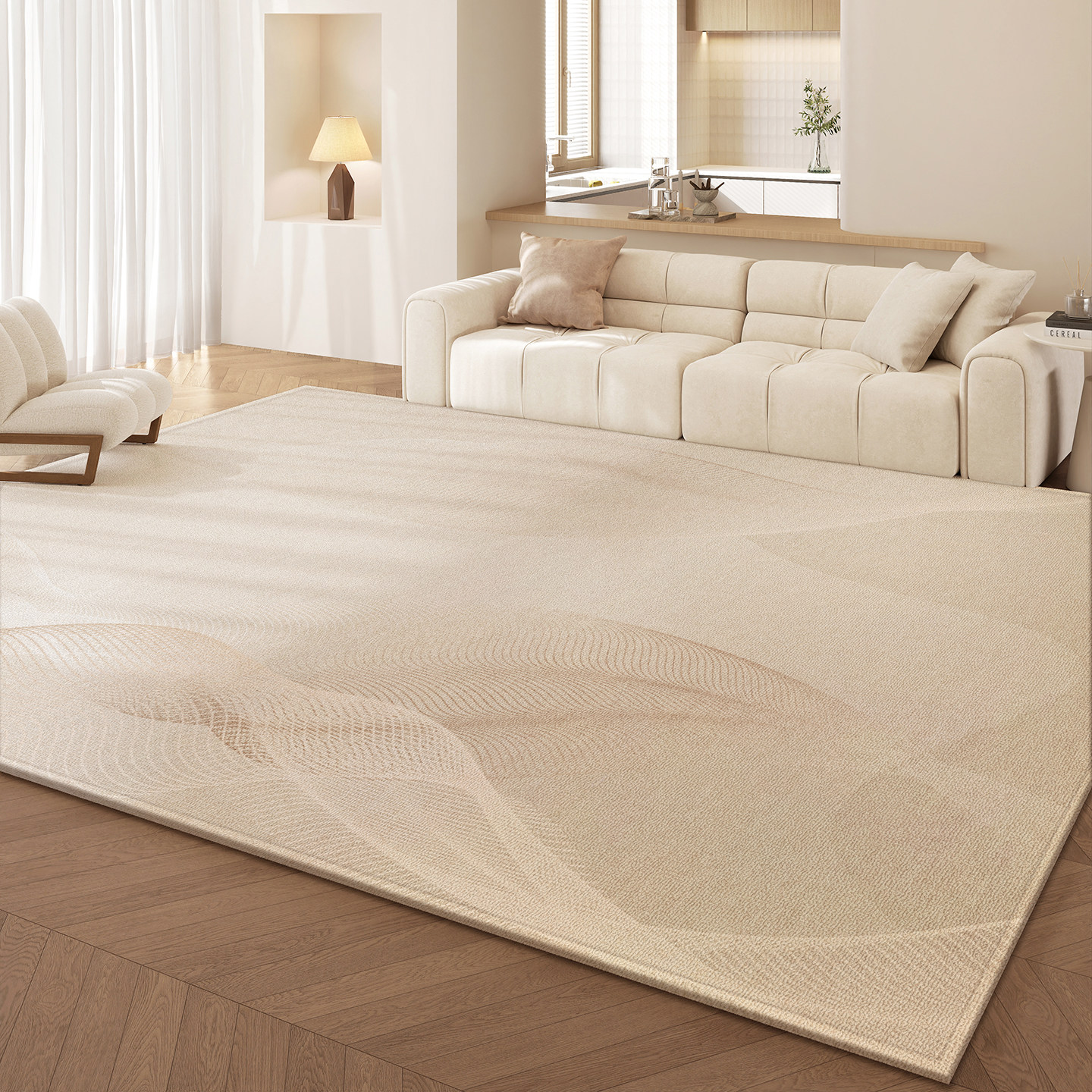 客厅地毯奶油简约风沙发茶几地垫高级感耐脏防滑家用卧室2026新款