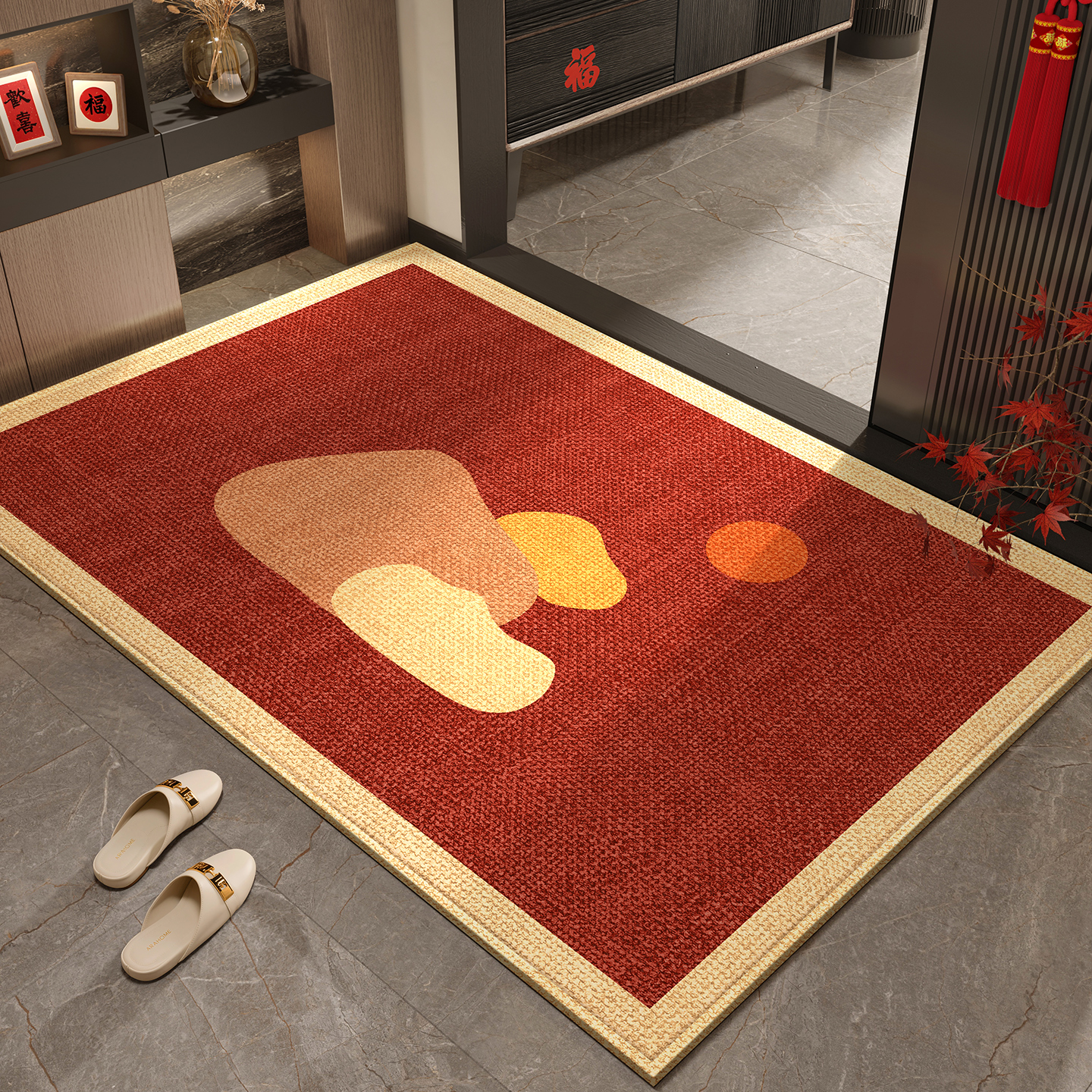2025新款高端地垫入户门垫进门门口入门脚垫耐脏防滑家用红色地毯
