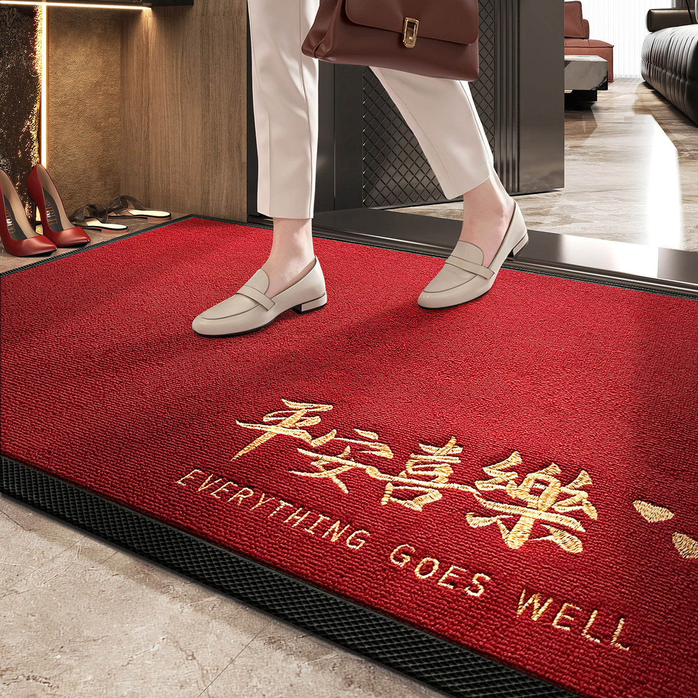 地垫入户门进门红色地毯门口家用门垫防滑新款高级玄关脚垫可定制,居家布艺,入户地垫,淘宝优惠券,粉丝福利购,淘宝优惠卷