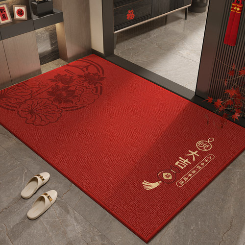 入户地垫新款高级感进门大门口耐脏防滑地毯红色喜庆入门脚垫地毯
