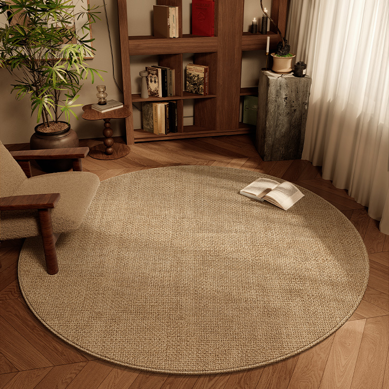 素色轻奢风圆形地毯衣帽间卧室书桌转椅地毯垫高级感耐脏客厅毯子