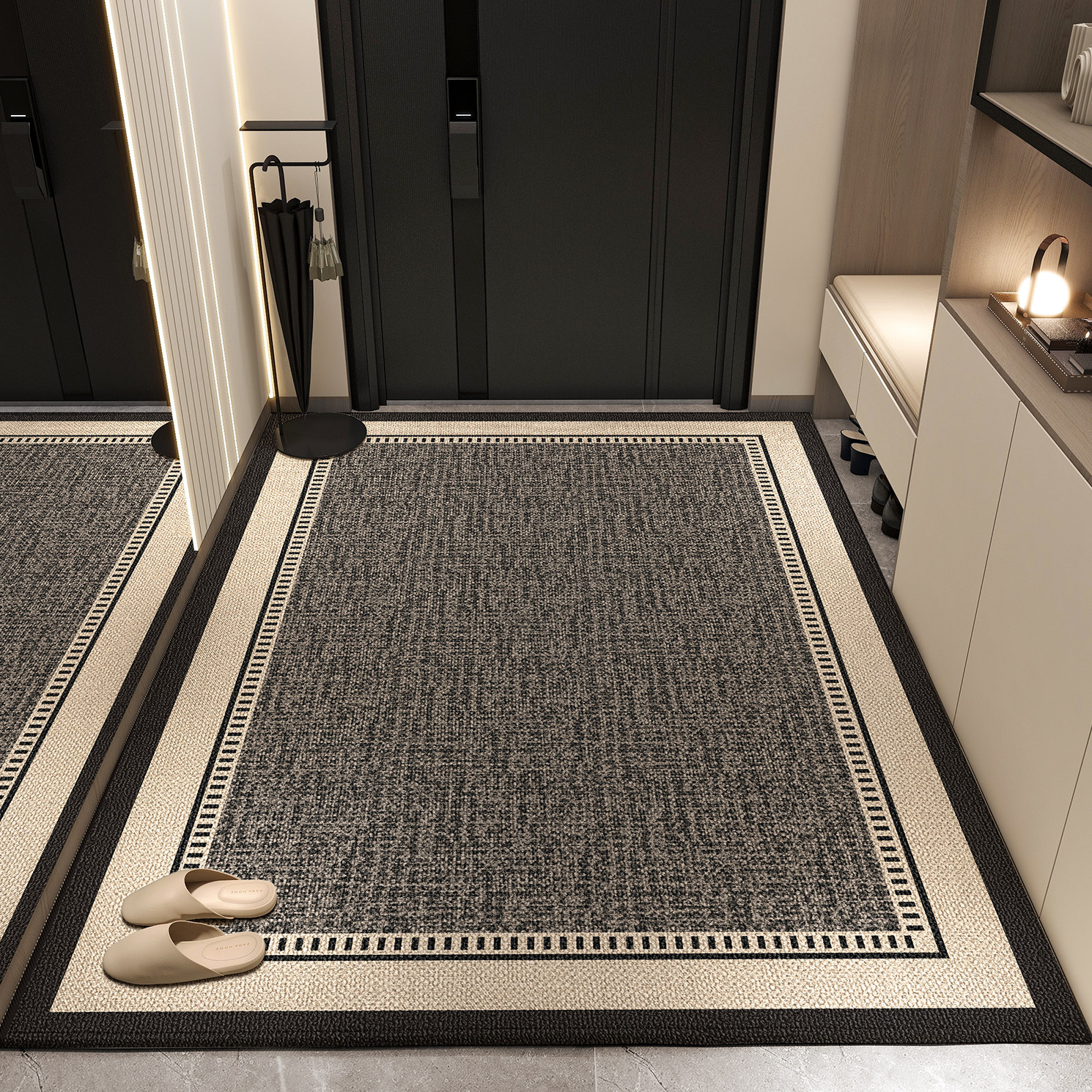 高级入户门地垫新款耐脏脚垫客厅防滑门垫入户进门黑色地毯可裁剪