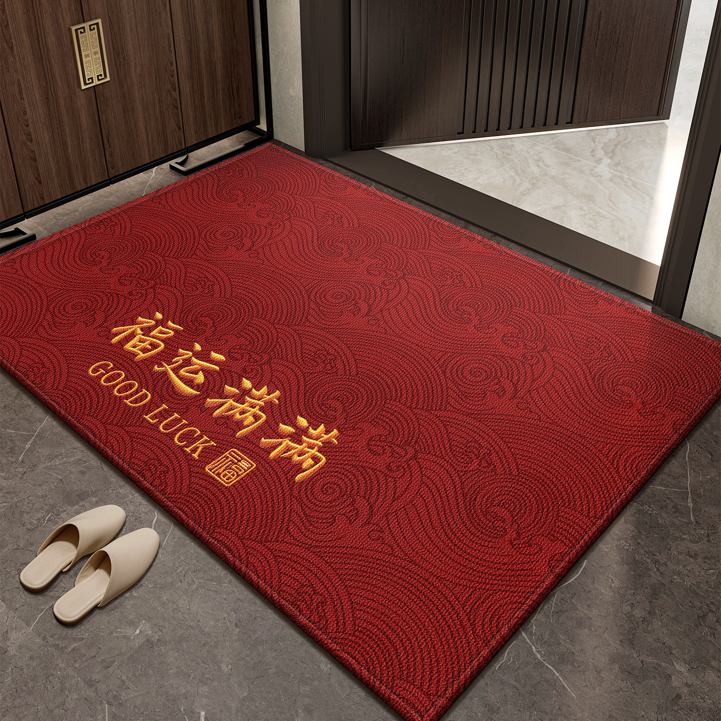 2025新款红色入户门地垫入户家用入门门垫进门门口脚垫喜庆门地毯