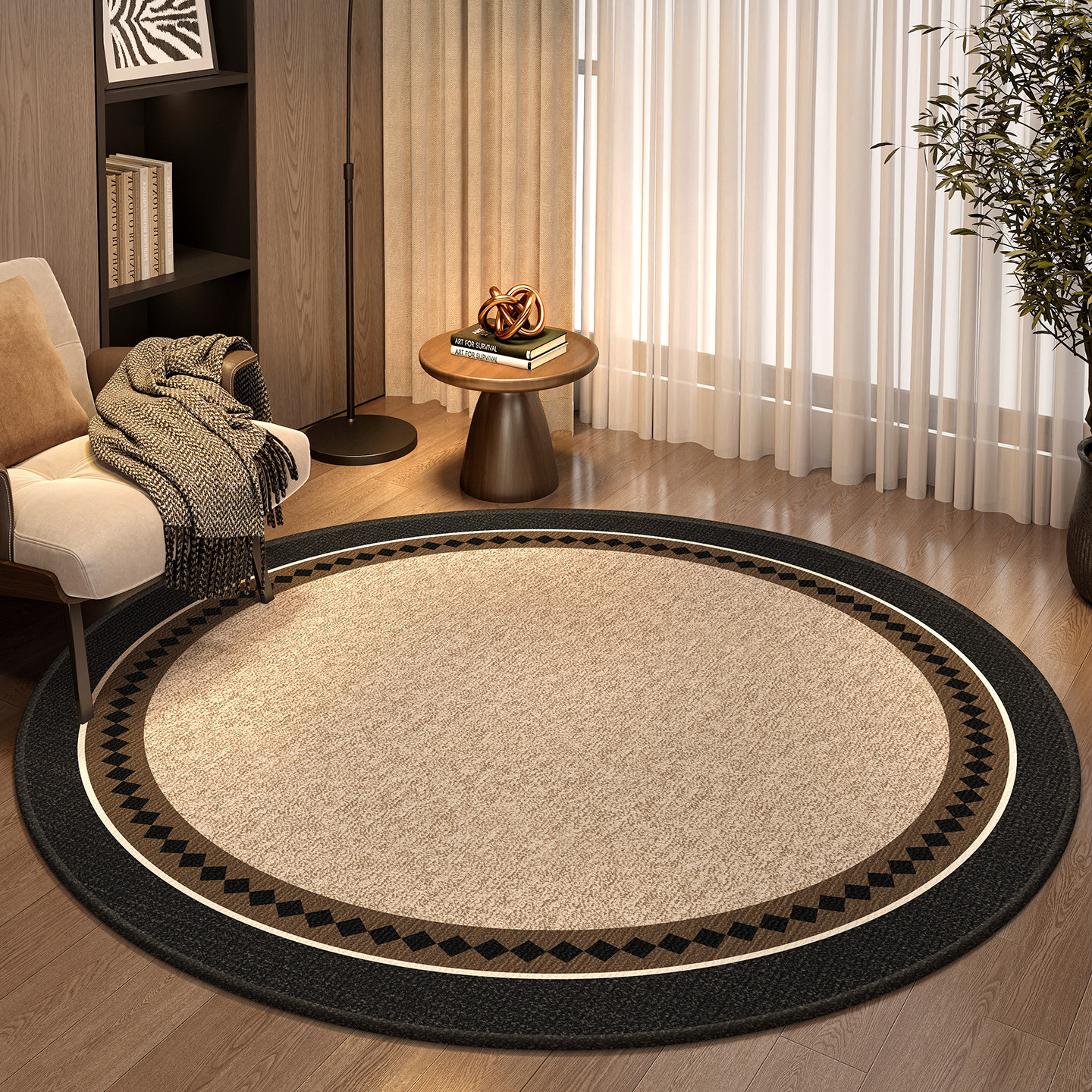 法式圆形地毯高级感防滑客厅沙发茶几毯隔音电脑转椅卧室床边地垫,居家布艺,地毯,淘宝优惠券,粉丝福利购,淘宝优惠卷