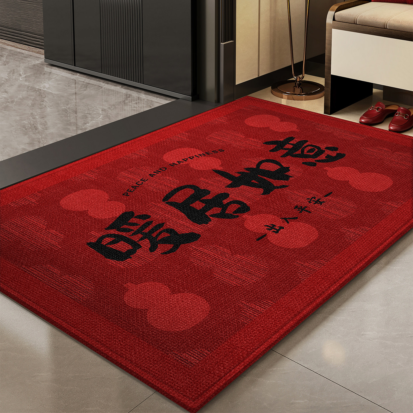 高端红色地垫入户门喜庆脚垫门口家用门垫防滑入户进门可裁剪地毯,居家布艺,入户地垫,淘宝优惠券,粉丝福利购,淘宝优惠卷