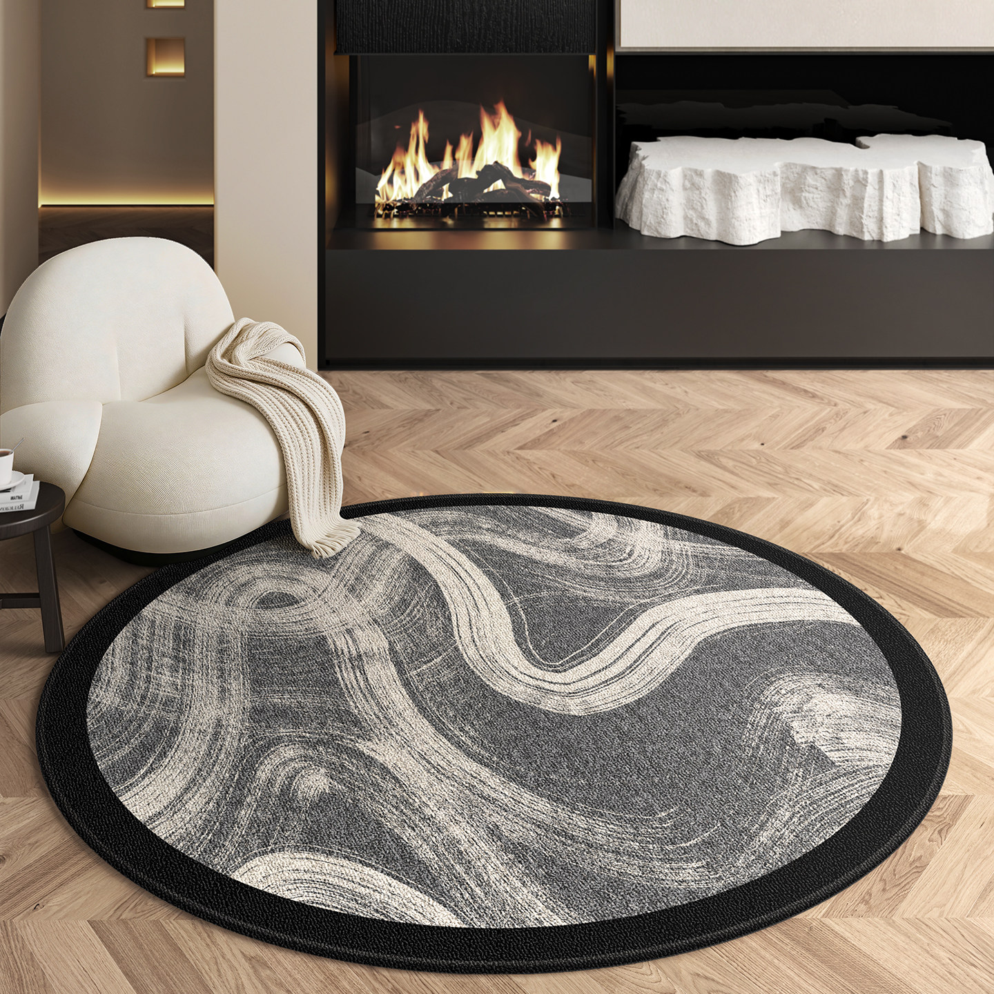 高级感圆形地毯防水电脑椅子转椅书房客厅摇摇椅垫子卧室沙发地垫