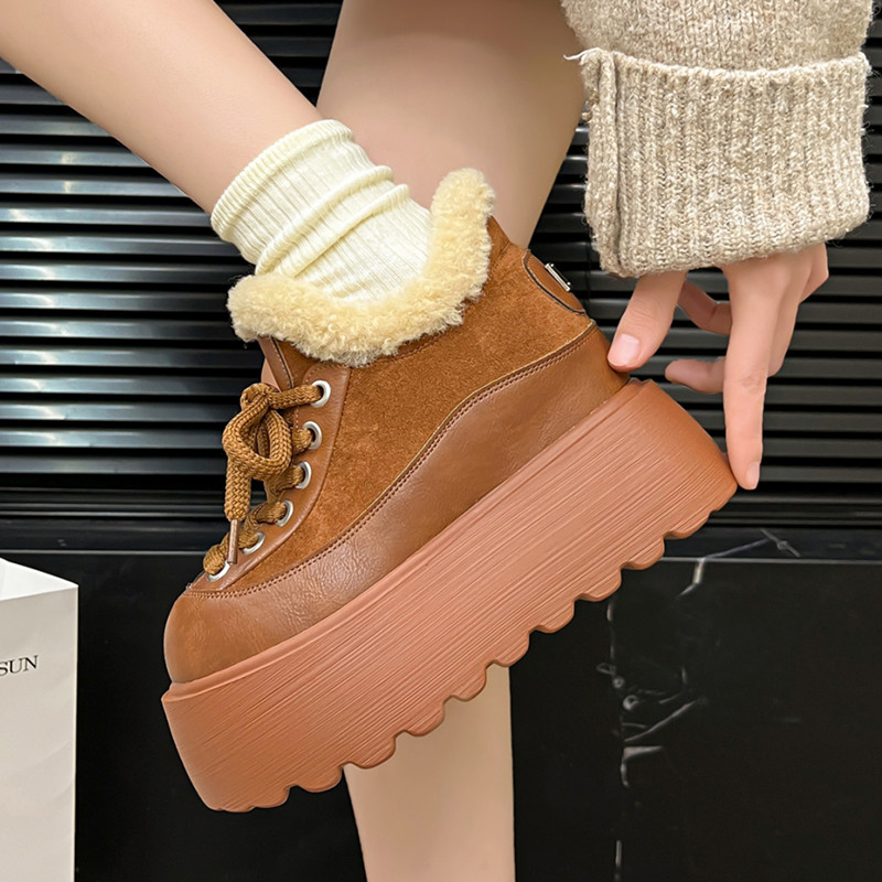 厚底雪地靴女加绒加厚松糕棉鞋