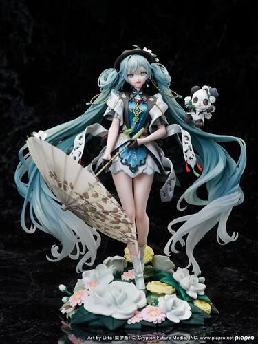 初音未来熊猫手办雪公主长发玩偶女生摆件模型盲盒雕像公仔二次元
