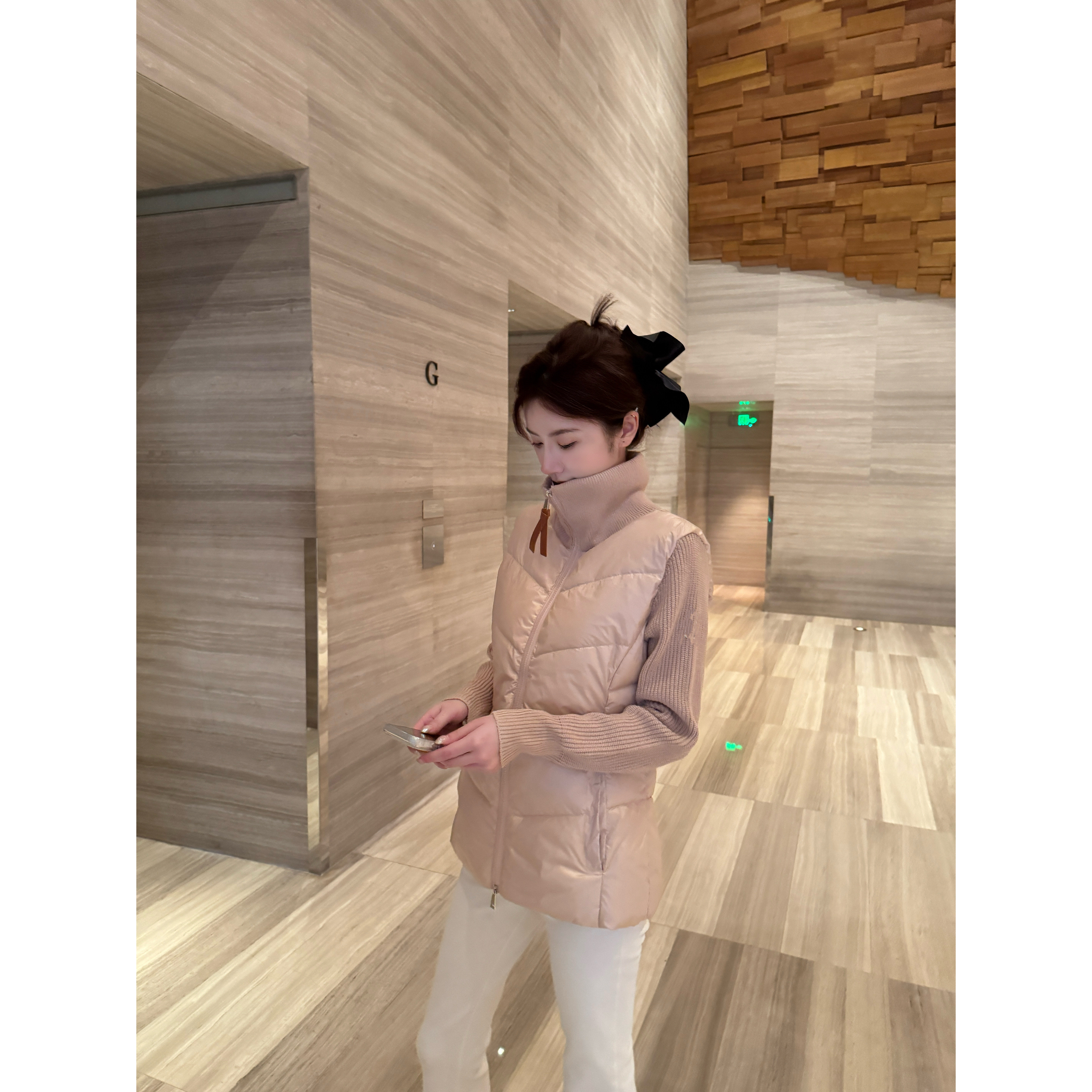 【Cikky定制】加厚打底拼接长袖厚款立领运动风女宽松高腰羽绒服