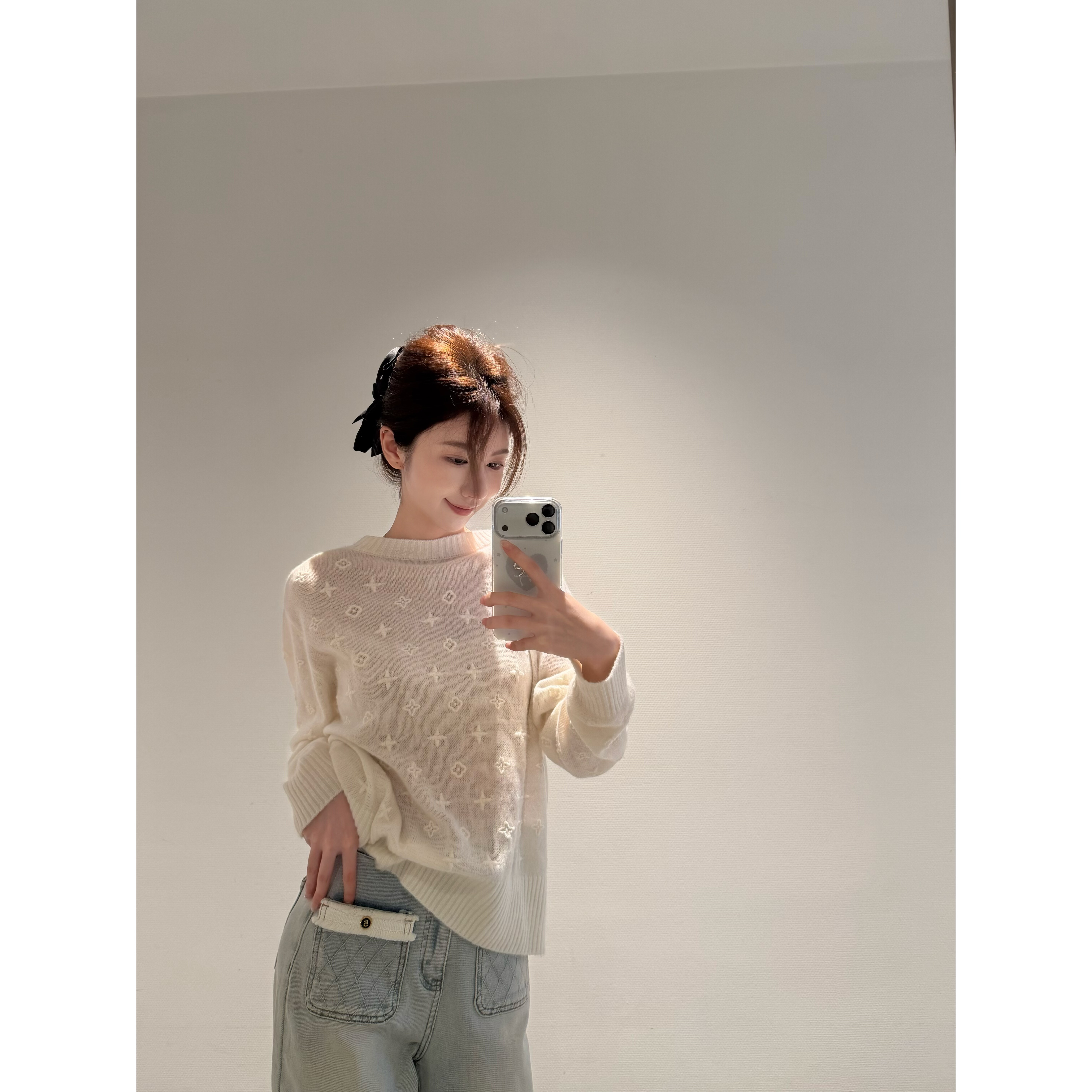 【Cikky定制】针织衫常规毛针织衫圆领镂空长袖厚款时尚长裤