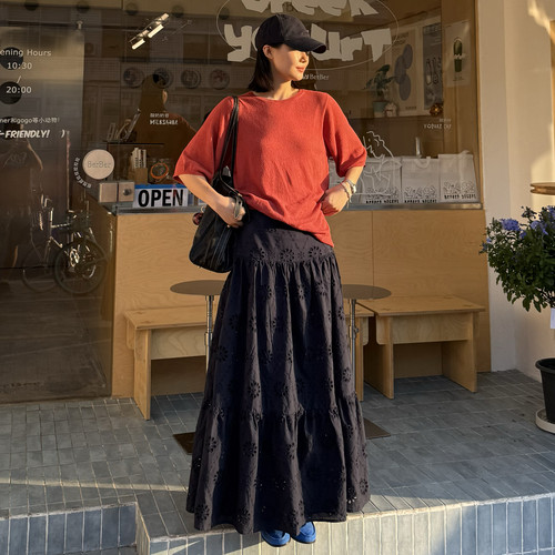 会想要穿着过整个夏天的镂空花半裙紫调的深藏蓝遮肉显瘦度假裙