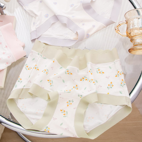 中腰无痕莫代尔碎花抗菌内裤