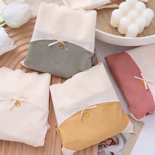 中腰内裤女华夫格莫代尔