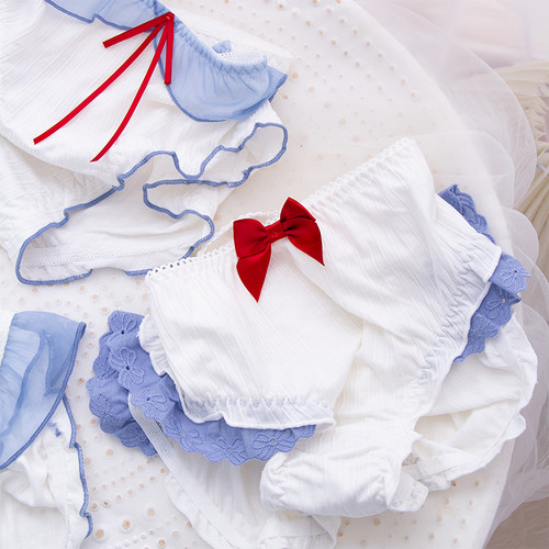 大码内裤日系少女中腰三角蕾丝