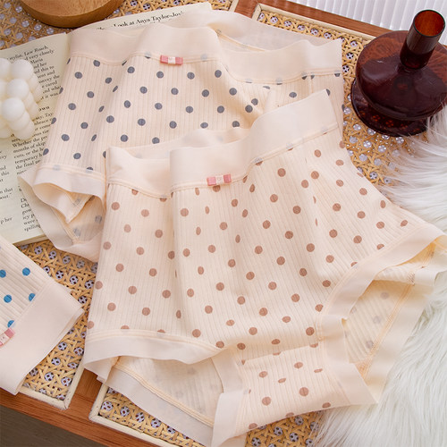 高腰轻塑纯棉抗菌小清新波点内裤