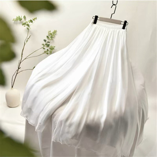 古典高腰宽松练舞裤 大摆雪纺舞蹈阔腿裤 女汉服马面裙白色内搭衬裤