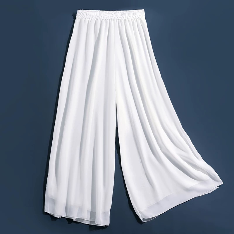 古典舞阔腿裤演出服女飘逸纱裤现代舞练功服冬舞蹈裤女宽松白裤子