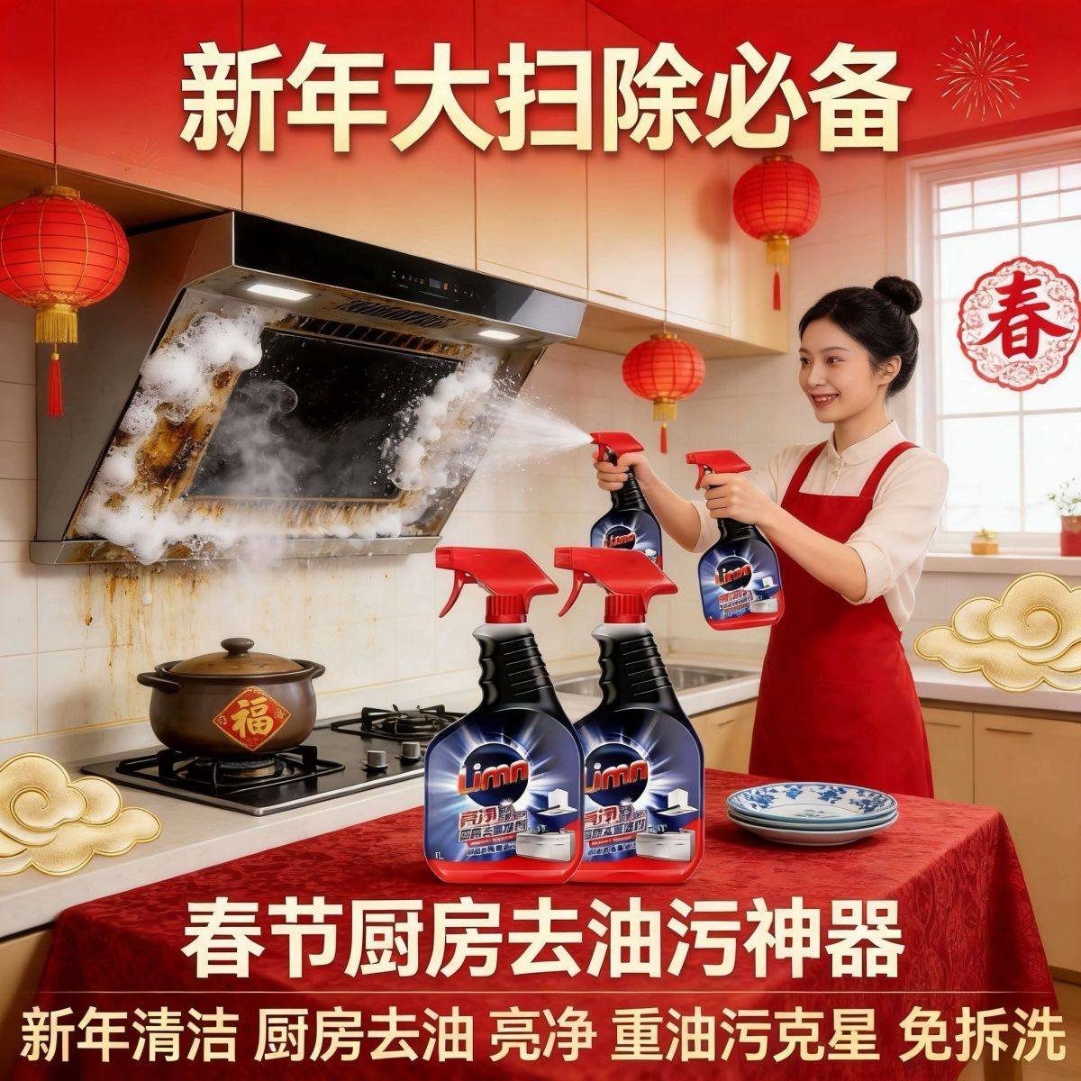 【新年】威露士亮净去重油剂油污油烟机燃气灶厨房清洁剂强力正品