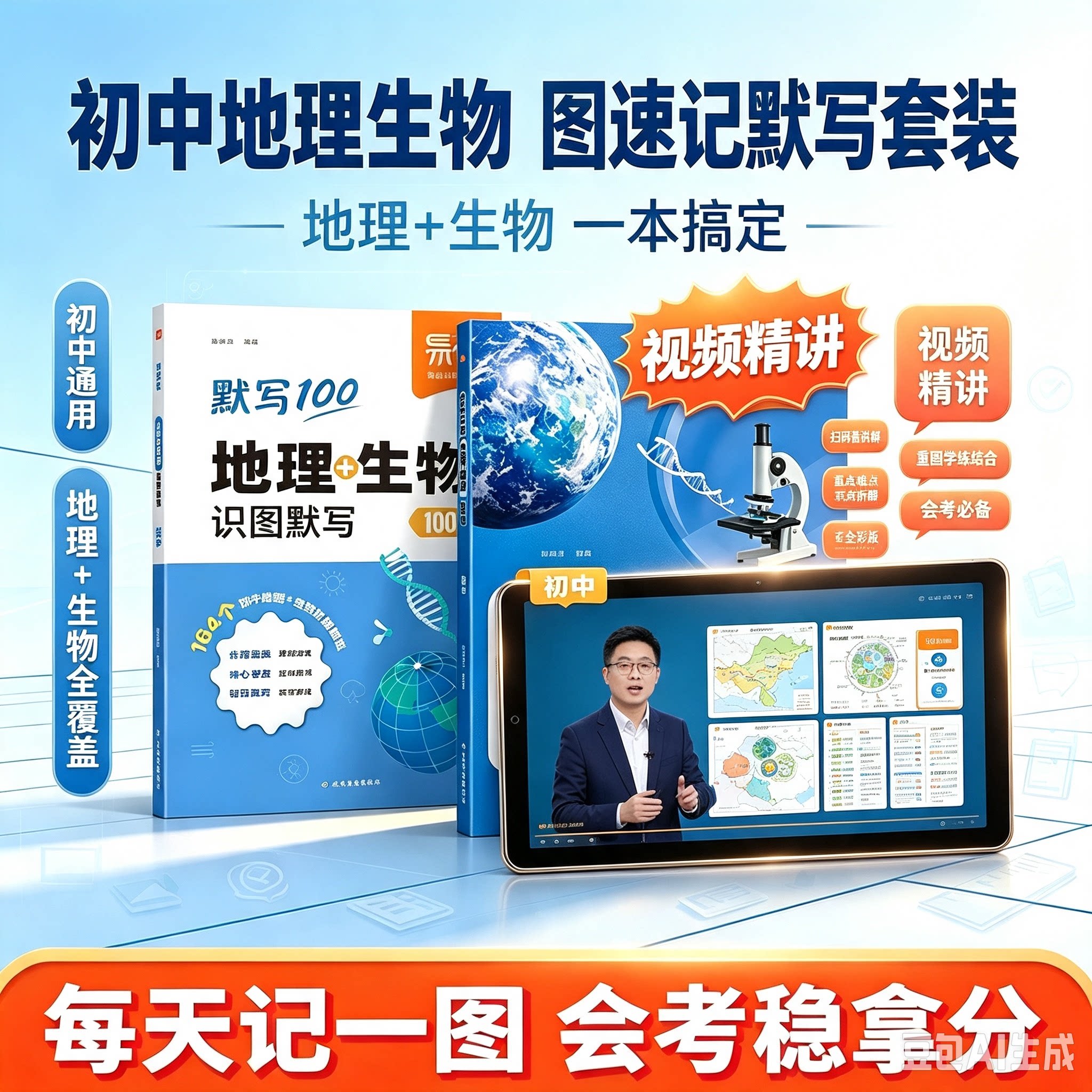 【易蓓】初中地理生物208图速记知识点默写七八年级生地会考地理图文详解笔记生物图解必考知识清单思维导图考点归纳会考复习资料