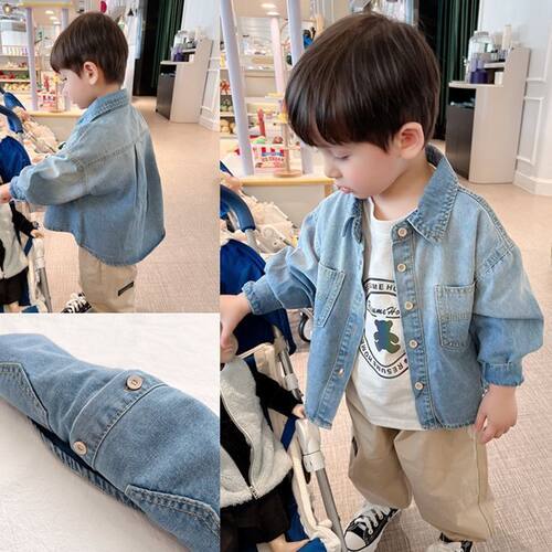 男童春秋新款牛仔长袖衬衫外套