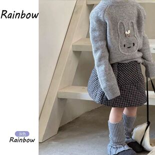 女童26秋冬款复古格子夹棉短裙女宝韩版洋气保暖半身裙A字裙