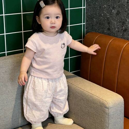 女童夏季甜美短袖防蚊裤两件套
