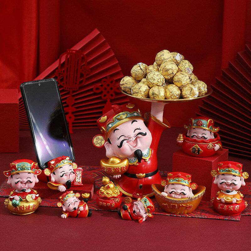 新款财神摇头款烟灰缸手机支架托盘摆件新年礼物开业乔迁玄关摆饰