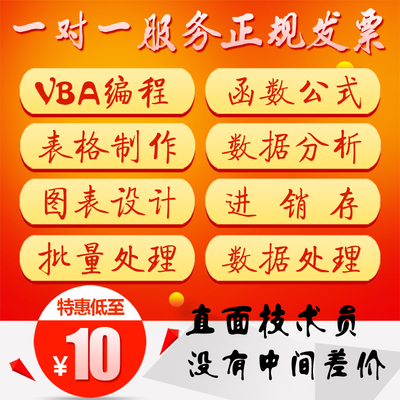vba代工接单excel表格制作代做数据处理帮忙甘特图表设计函数公式