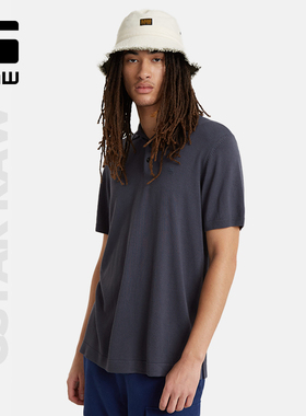 G-STAR RAW男士针织短袖罗纹logo刺绣夏季个性潮流Polo衫D24663