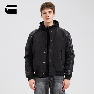 STAR 美式 RAW25年新款 男士 风皮拼接夹克 痞帅潮流棒球服外套冬季