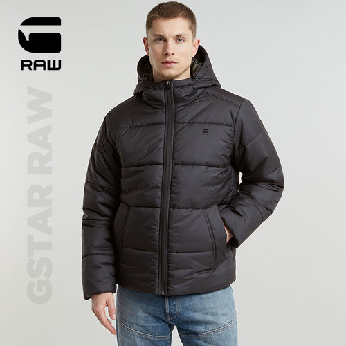 连帽带抽绳保暖棉服gstar冬季