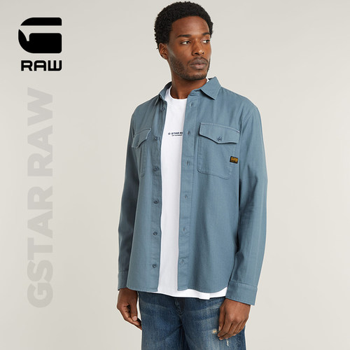 长袖衬衫gstar衬衫领正肩设计