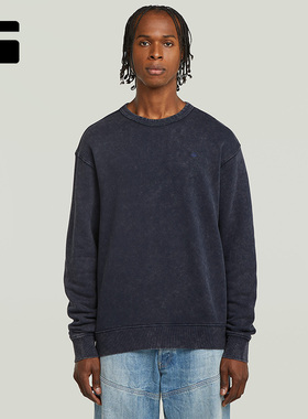 G-STAR RAW25年秋季新款圆领宽松水洗男士出街个性套头卫衣D27082