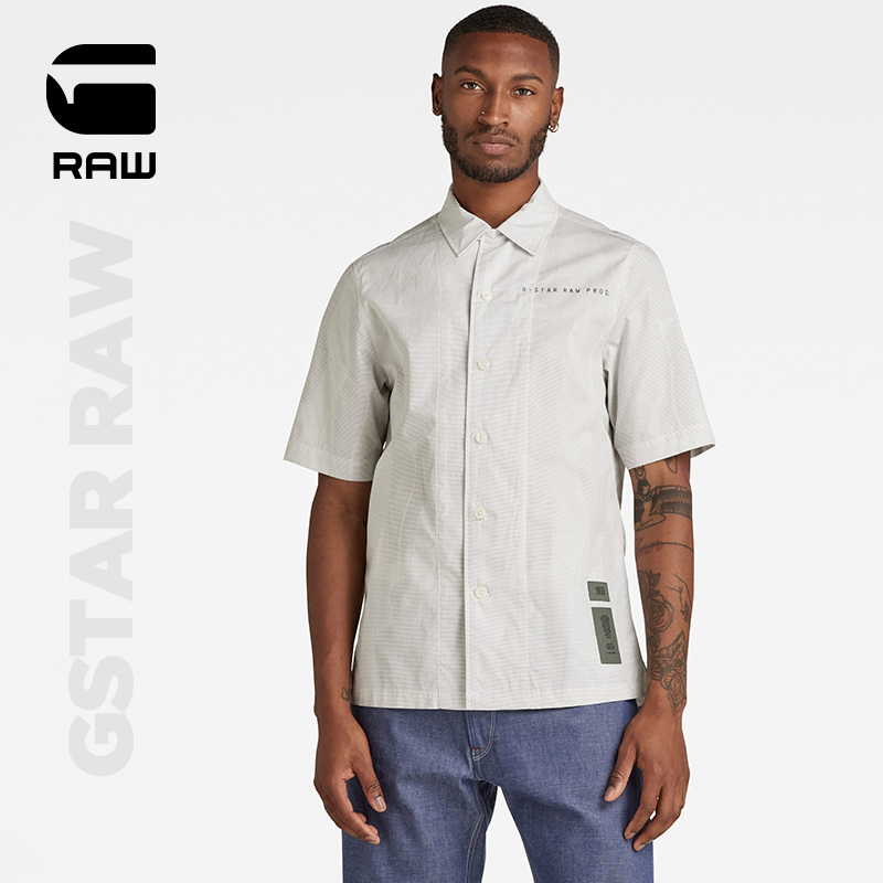 G-STAR RAW夏季百搭休闲男士提花衬衫易打理潮流舒适短袖D21449