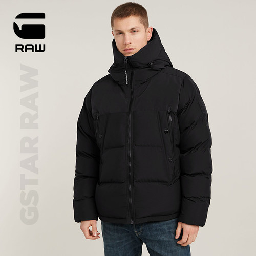 GSTARRAW黑色短款连帽棉衣