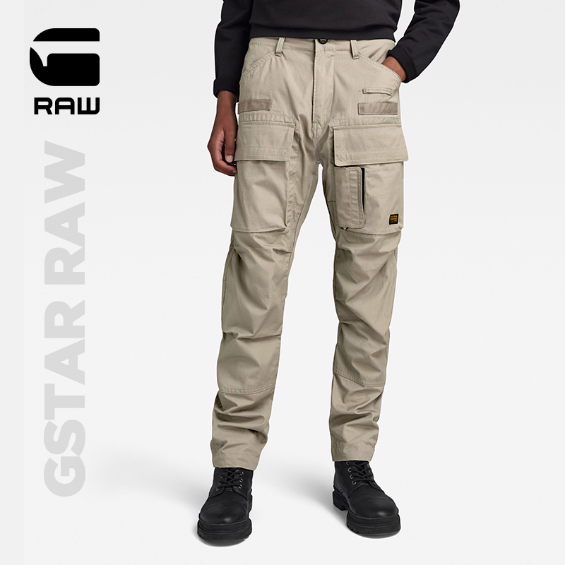 G-STAR RAW春秋3D翻盖口袋常规中腰男士锥形工装休闲裤D23636
