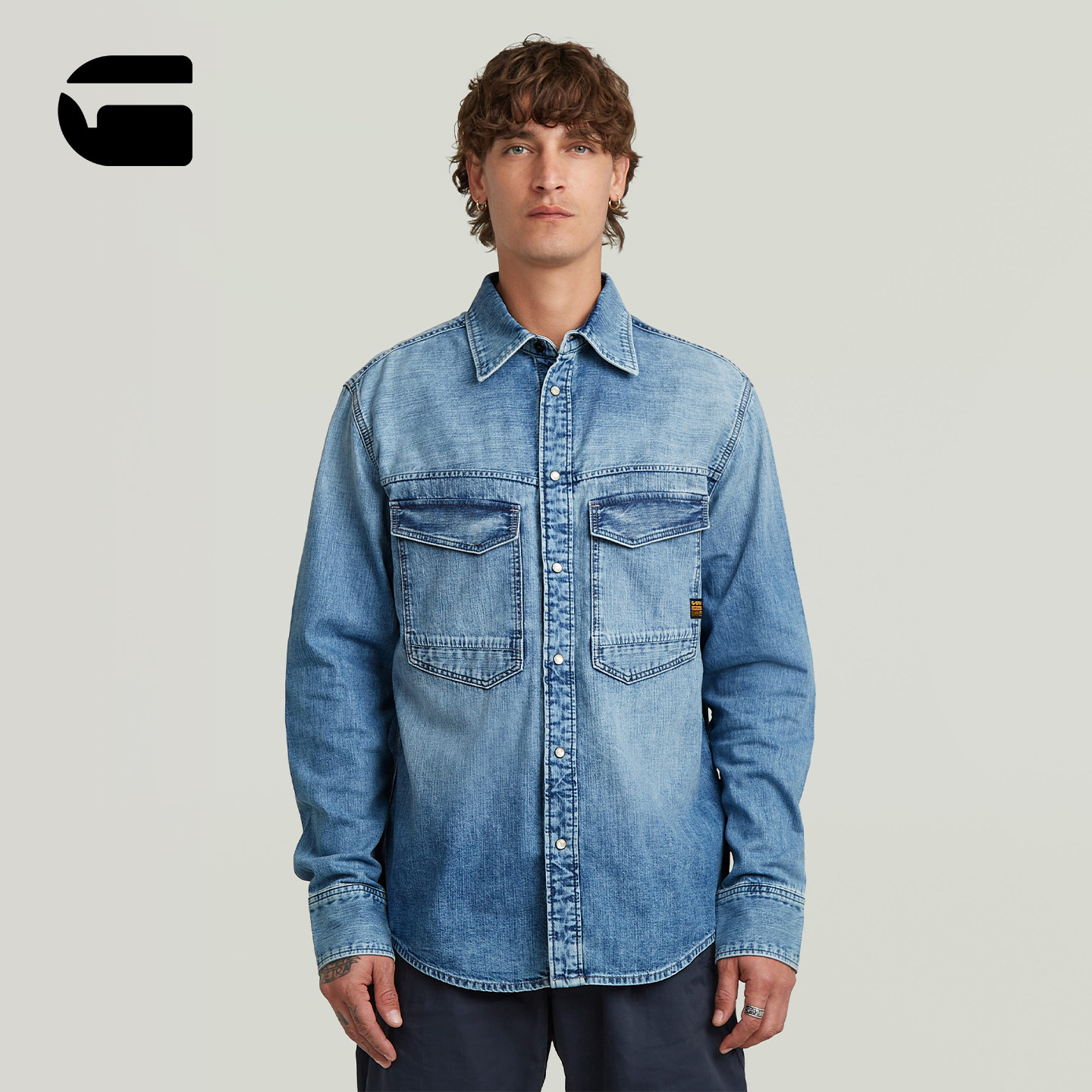 G-STAR时尚2026春新品衬衣轻盈有型Dakota长袖高级衬衫男士D23006,男装,牛仔衬衫,淘宝优惠券,粉丝福利购,淘宝优惠卷