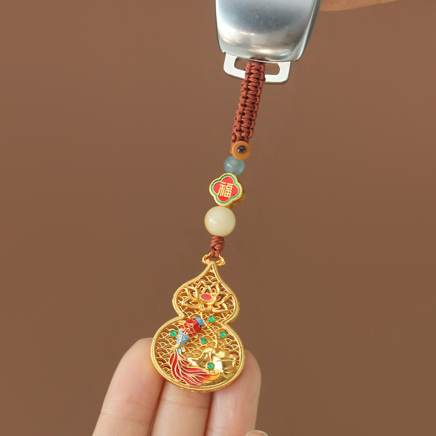 沙金汽车钥匙扣挂件铜葫芦好运莲莲福禄平安年年有余创意手工礼物