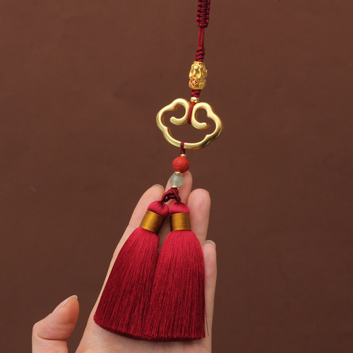 绢芭黄铜如意平安锁汽车挂件貔貅